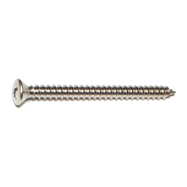 Midwest Fastener Sheet Metal Screw, #14 x 3 in, 18-8 Stainless Steel Oval Head Phillips Drive, 50 PK 53613 - main